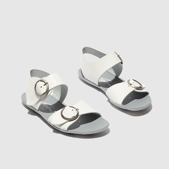 Fly London Masa Off-White Soft Leather Sandal Buckle Comfortable Support Boho - Picture 1 of 15